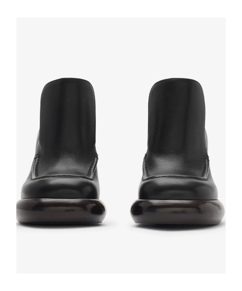Burberry Leather Wedge Heeled Loafers In Black