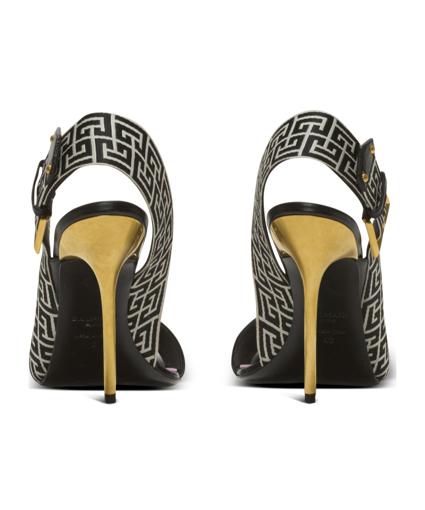 Balmain Leather Monogram Ruby Heeled Sandals 95 In Black