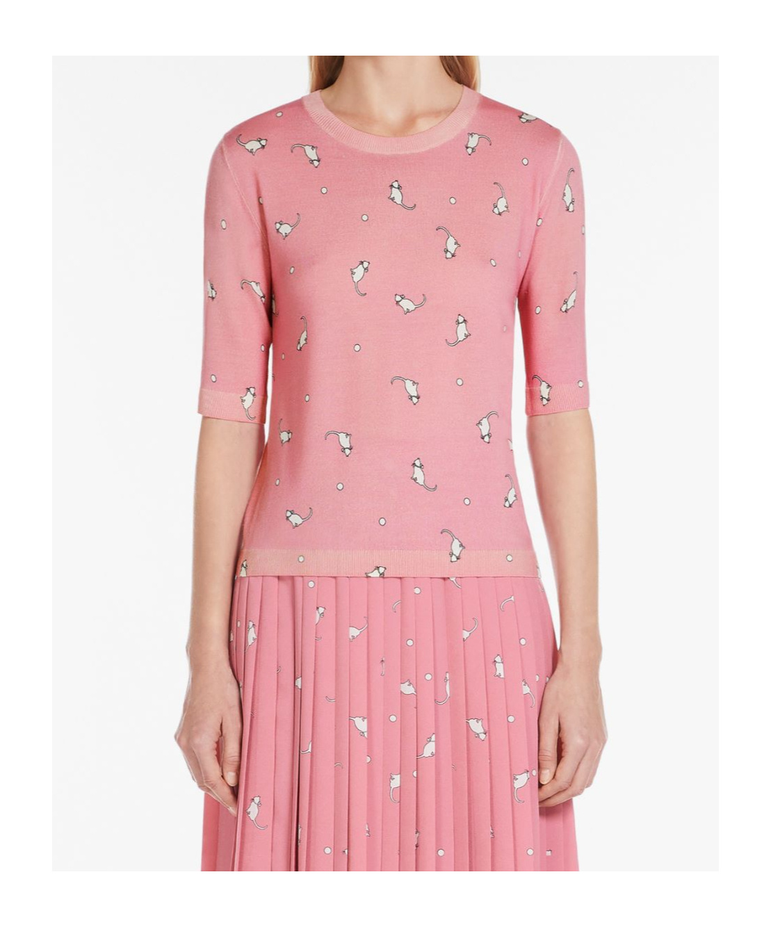 Shop Max Mara Short-sleeved Wool Sweater In Pink