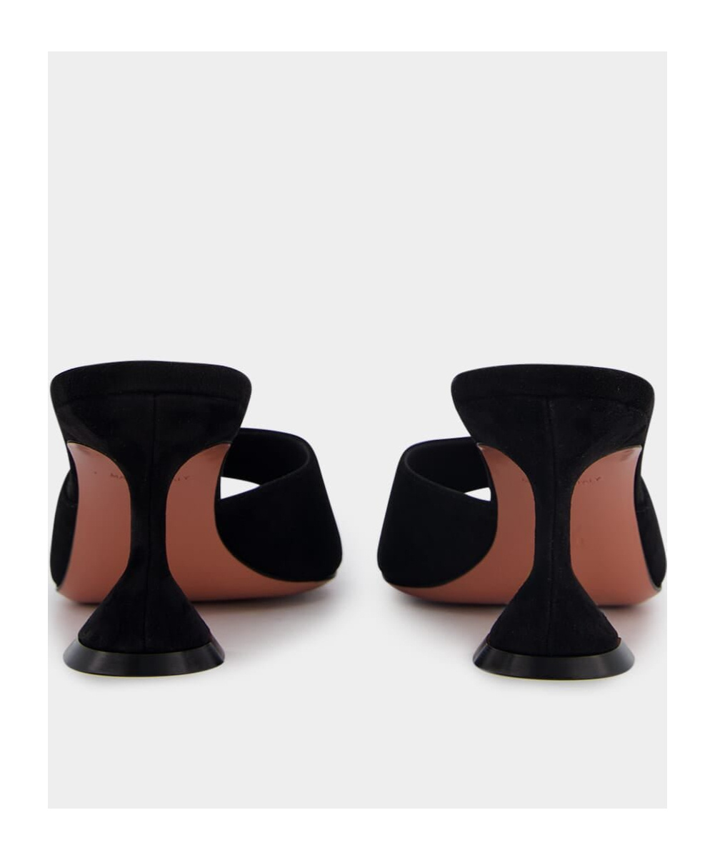 Shop Amina Muaddi Lupita 70mm Suede Mules In Black
