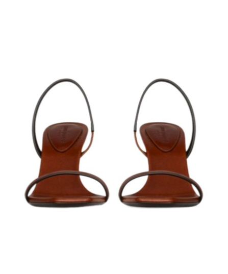 Shop Saint Laurent Opyum Slingback Sandals In Vegetable-tanned Leather In Brown