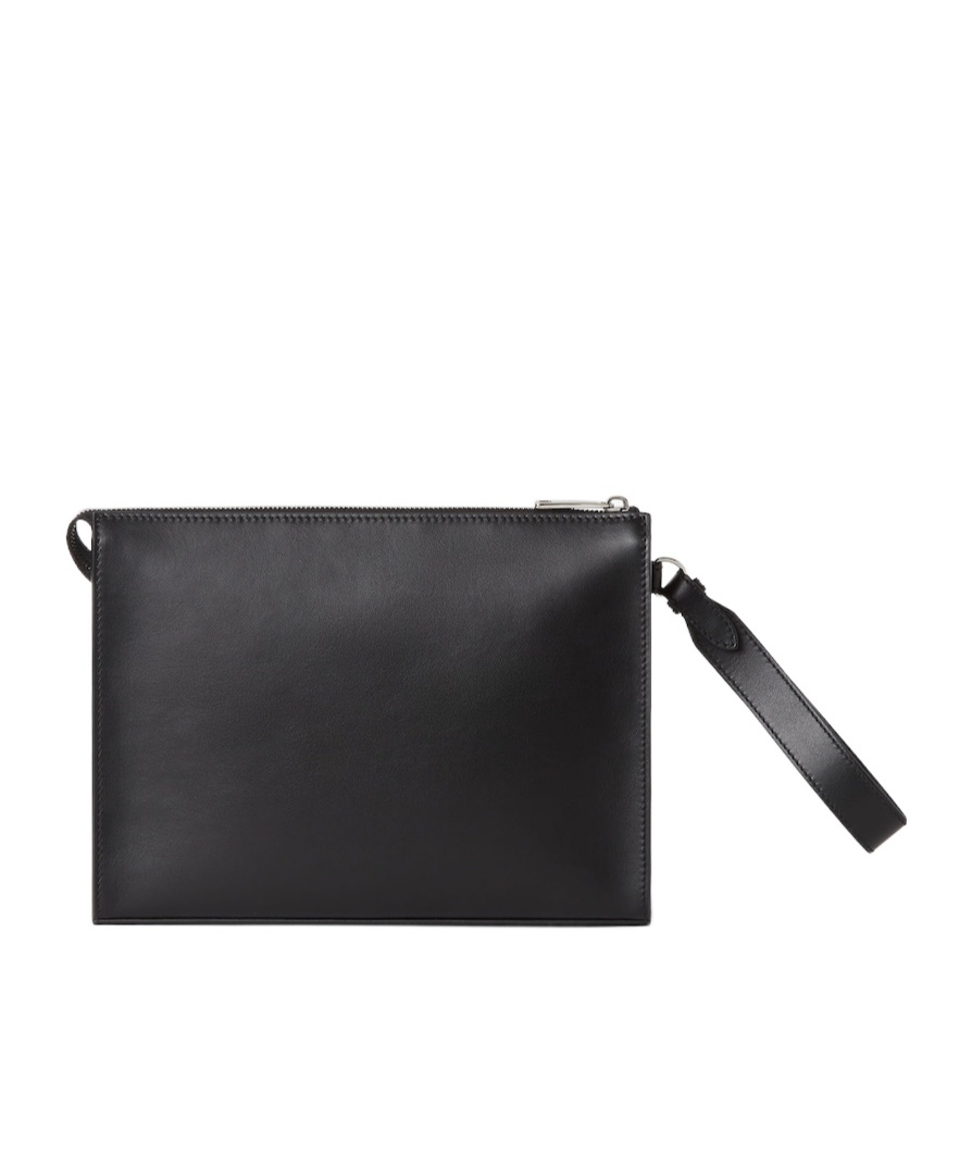 Fendi Leather And Canvas Ff Squared Clutch Bags In Black