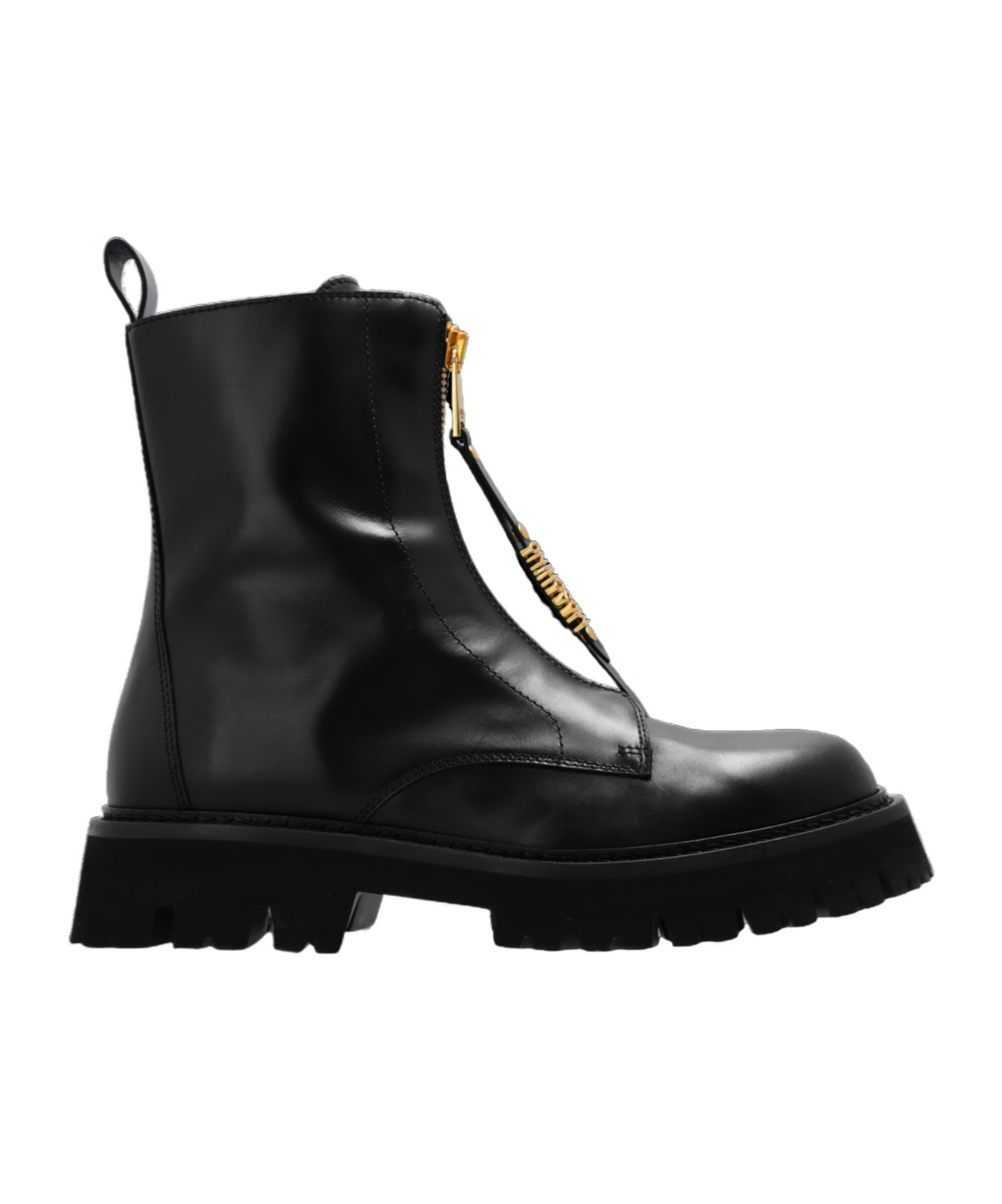 Moschino Black Mini Lettering Logo Boots In Black
