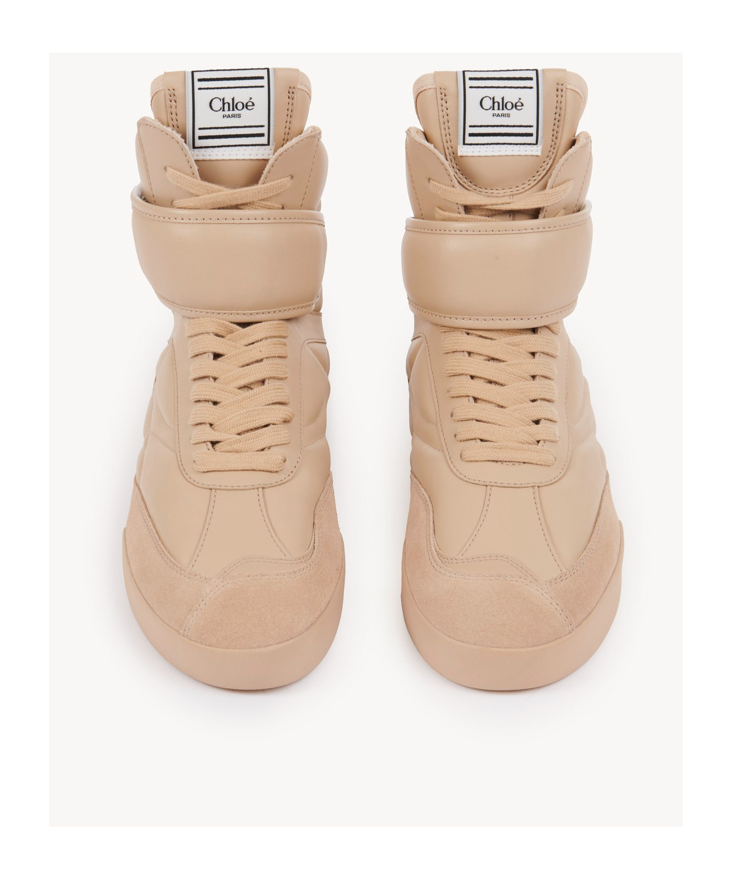 Chloé Kick Suede-trimmed Quilted Leather High-top Sneakers In Nude