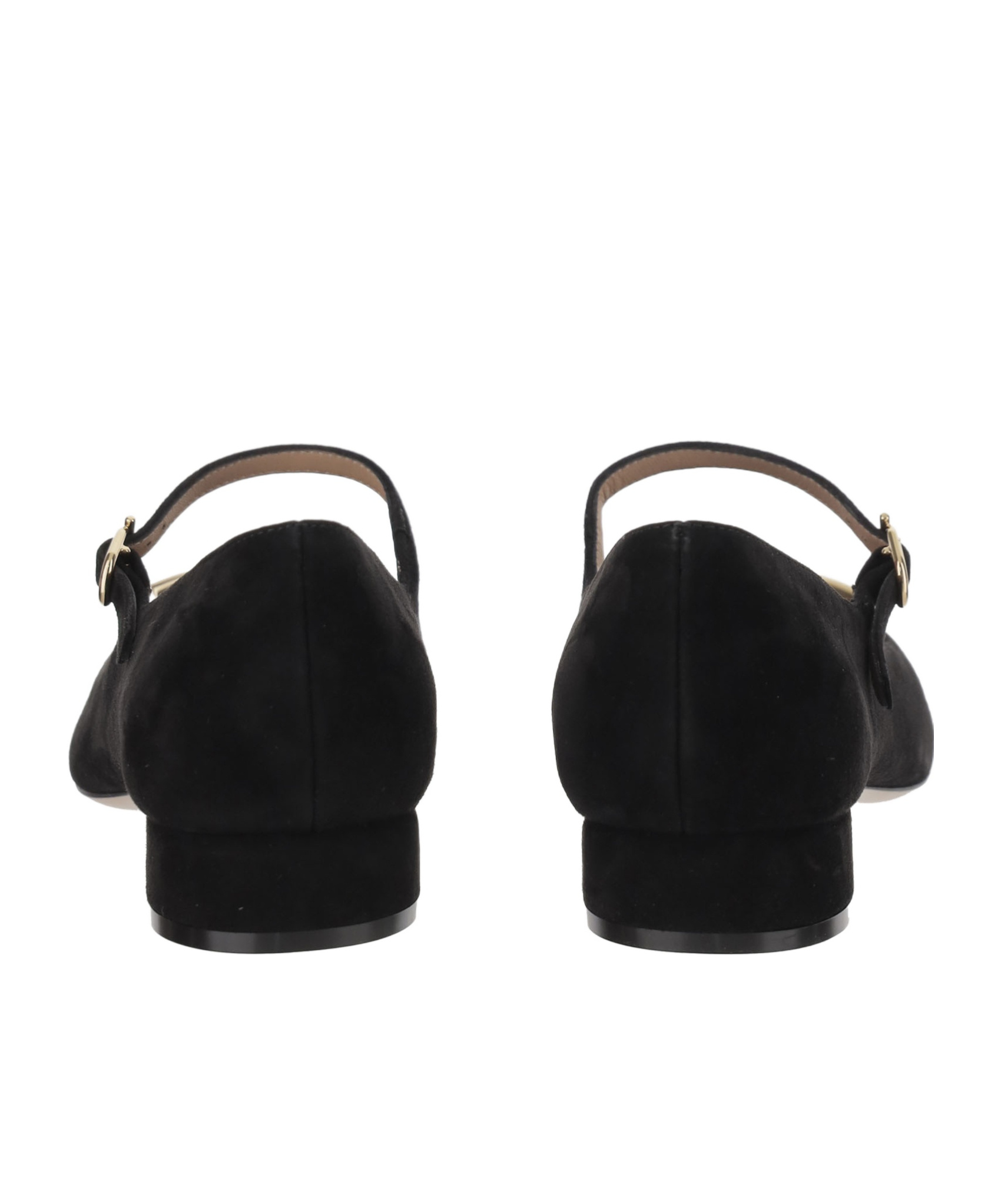 Ferragamo Suede Gancini Heeled Ballerina With Gold Hardware In Black