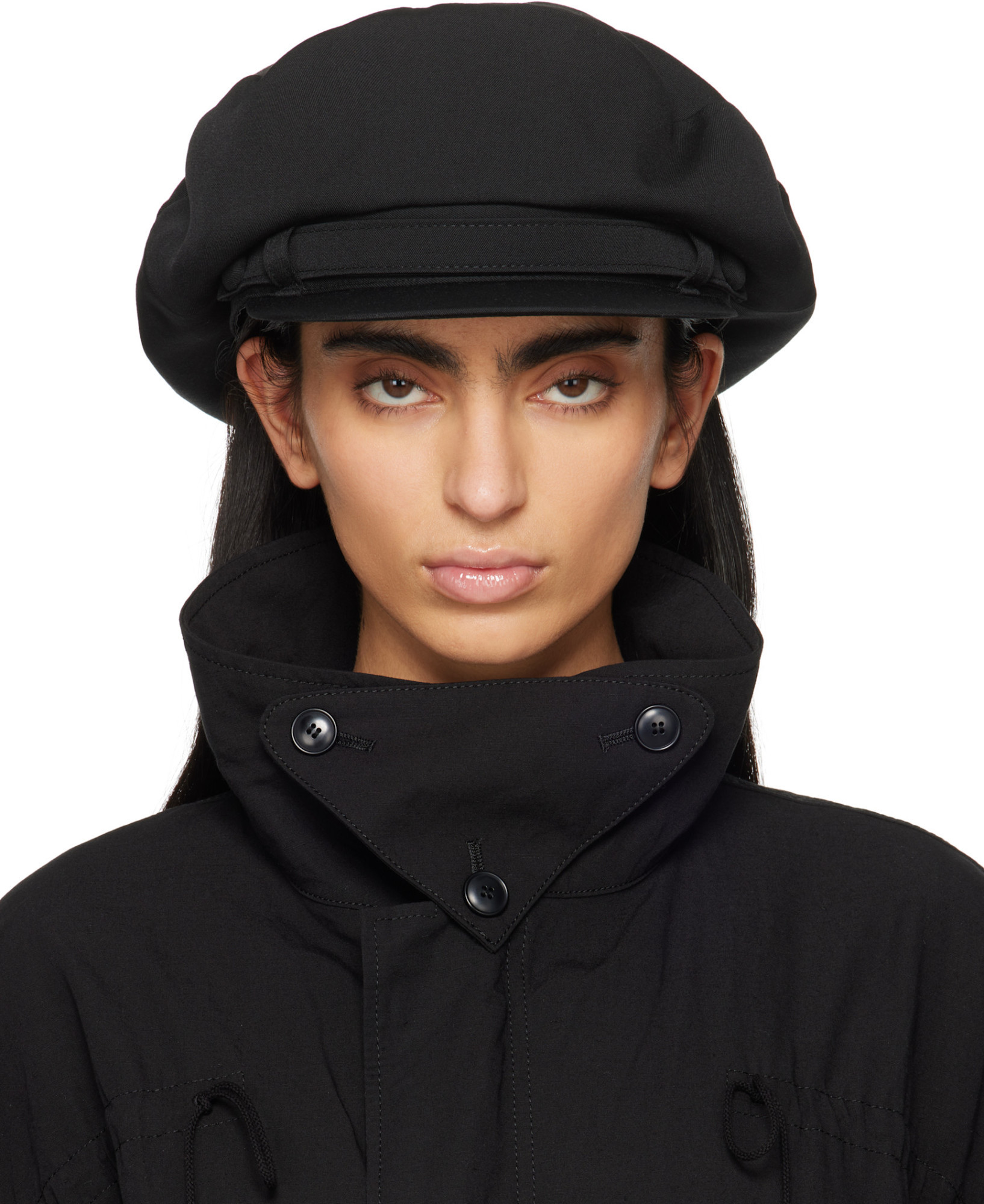 Y's Gabardine Motor Cycle Cap In Black
