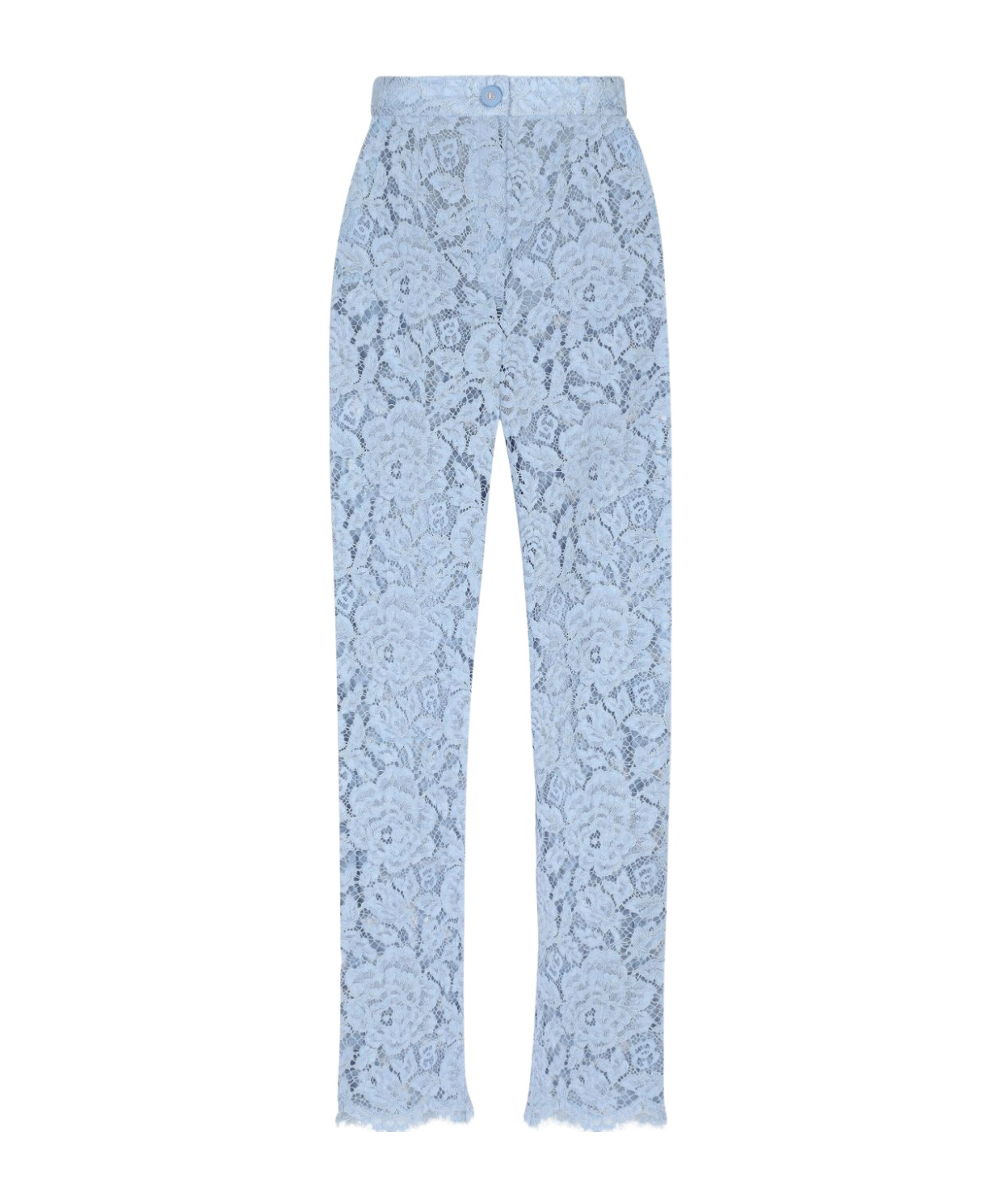 Dolce & Gabbana Light Blue Embroidered Lace Trousers In Blue