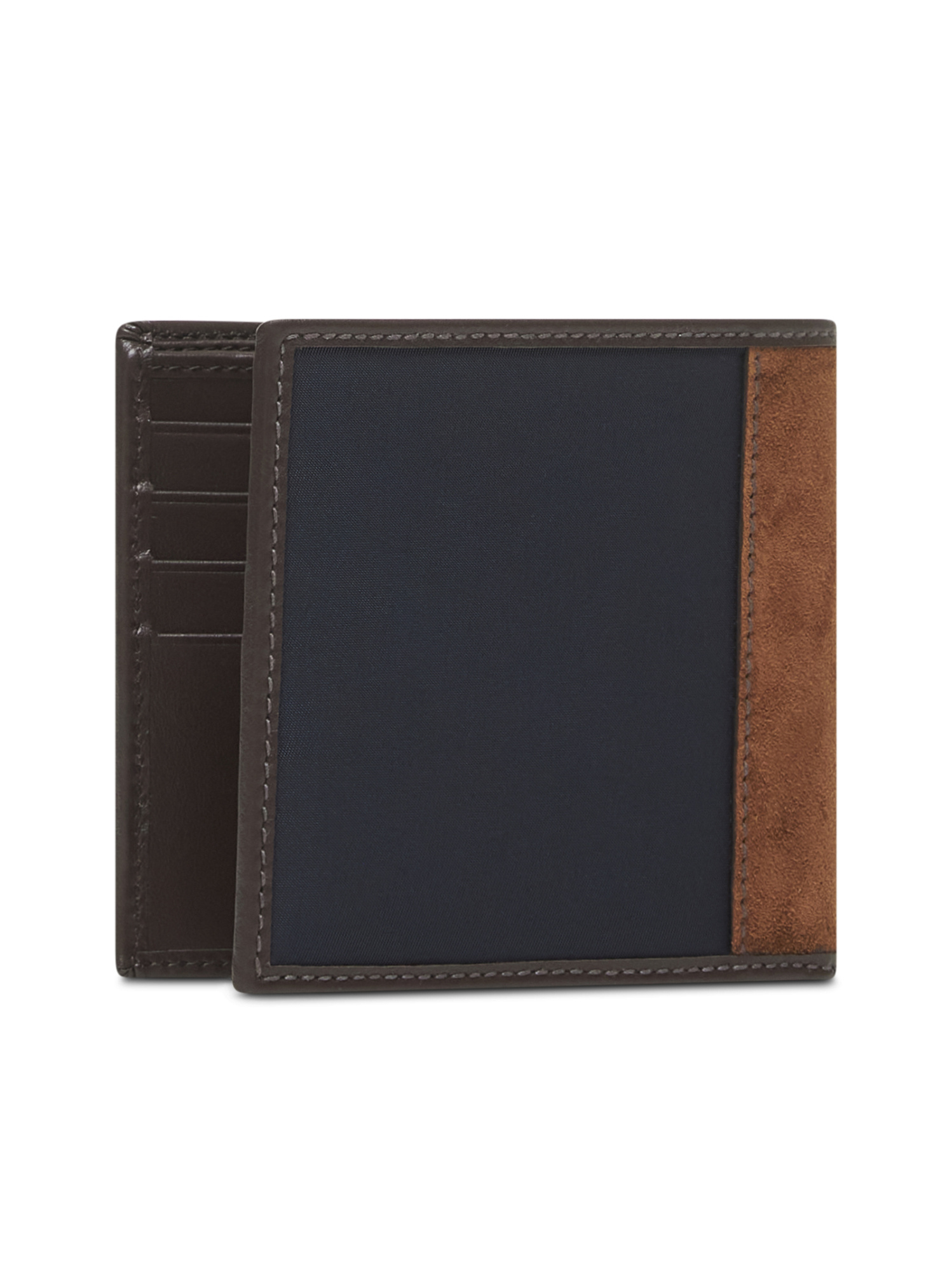 Prada Nylon And Suede Bi-fold Wallet In Black