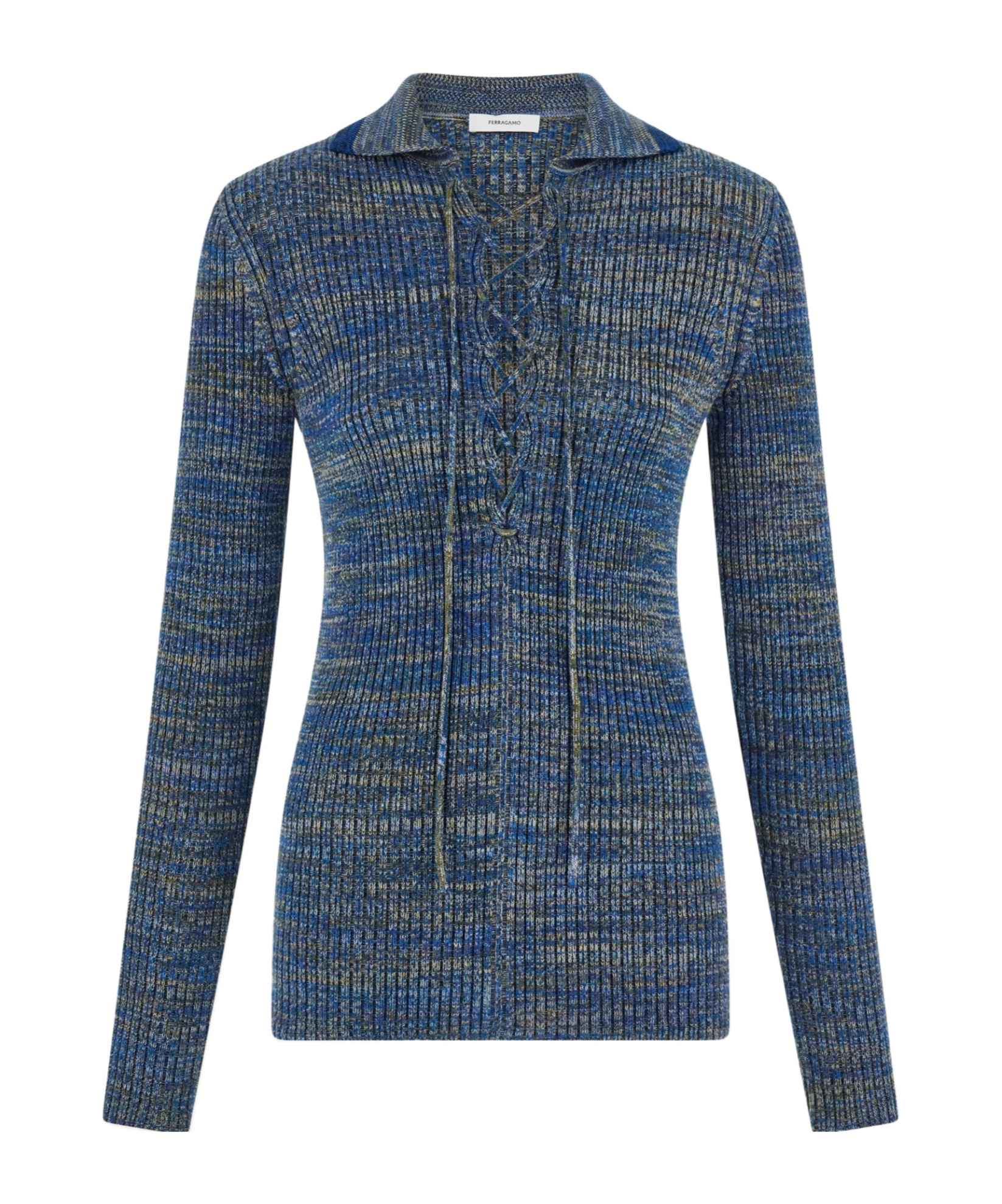 Ferragamo Long-sleeved Sweater In Blue