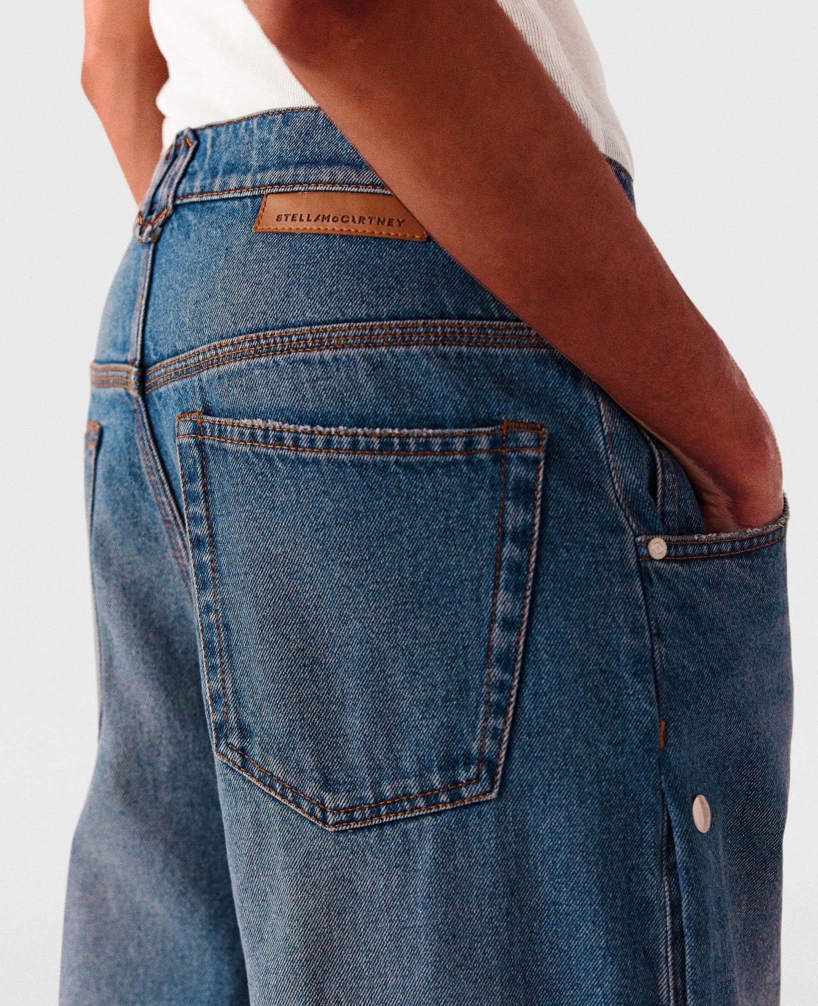Stella Mccartney Popper-studded Bootcut Denim Jeans In Blue