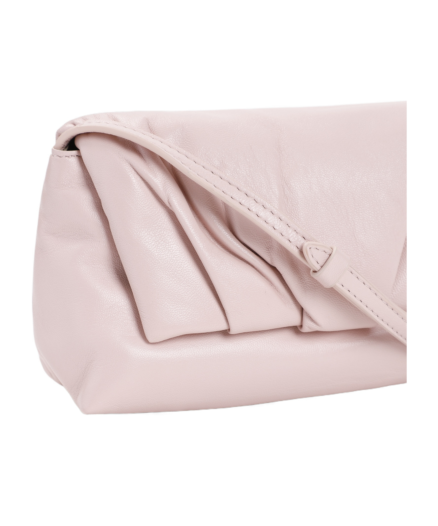 Dries Van Noten Shoulder Bag With Pleated Detail And Sophisticated Leather Finish In Pink