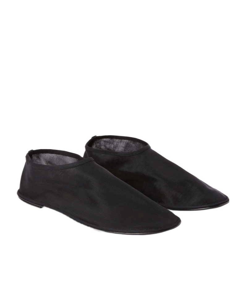 The Row Sock Flat Mesh Ballerina Shoes In Black