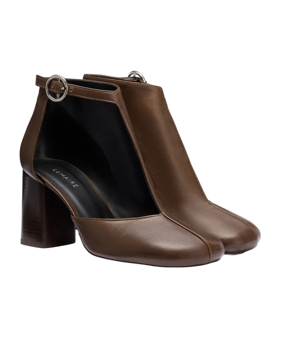 Lemaire Cut-out Block Heel Ankle Boots In Black