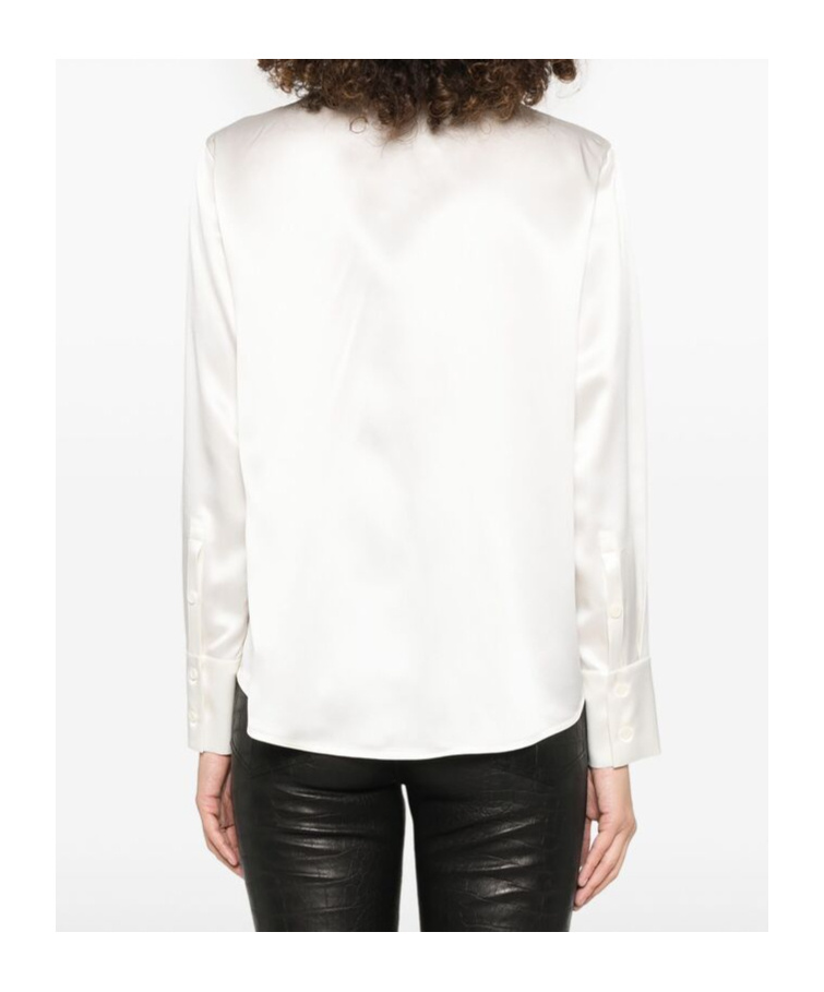 Max Mara Buttoned-cuff Long Sleeves Top With Pointed Collar In White