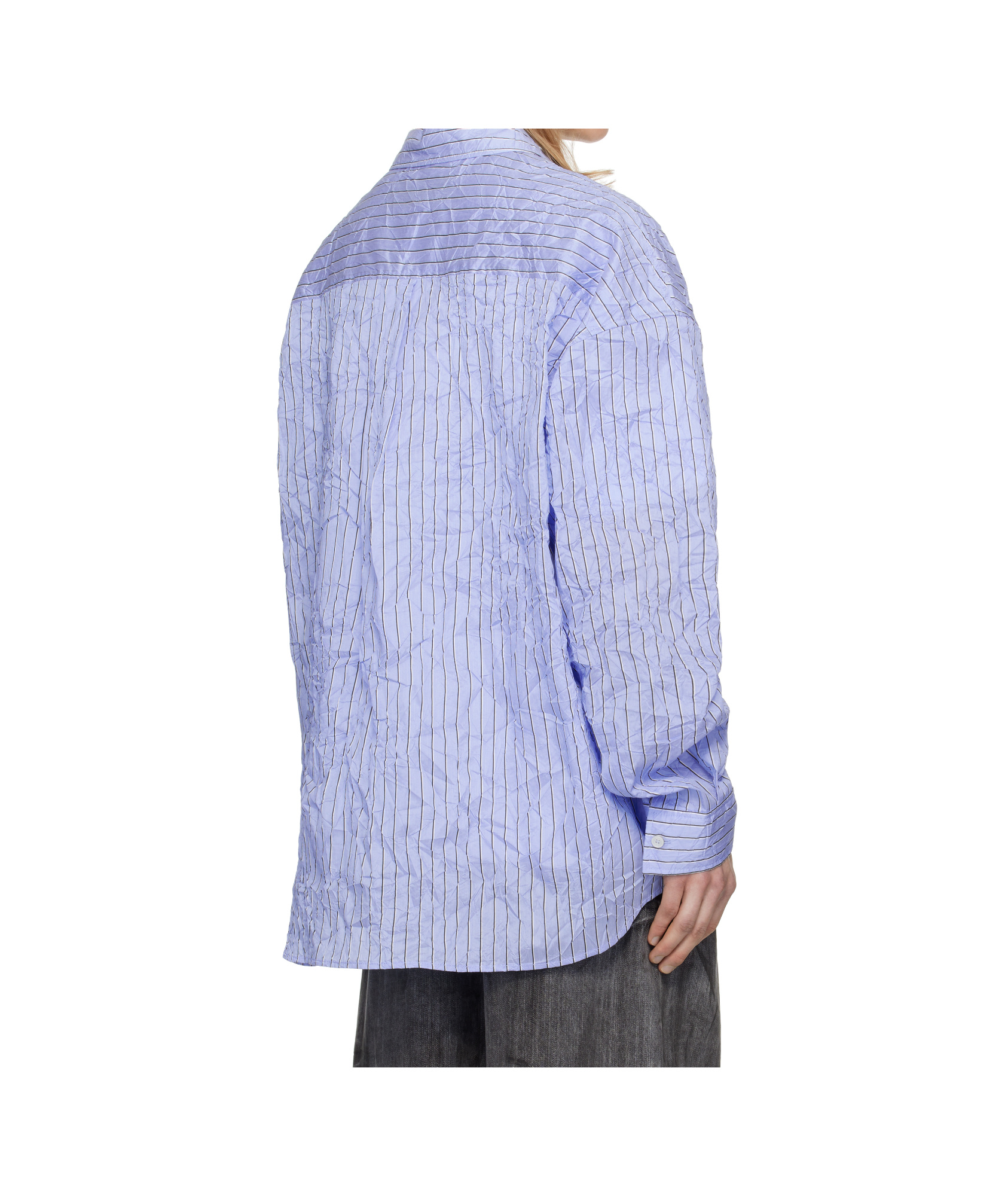 Juunj Blue Crinkled Stripe Shirt In Blue
