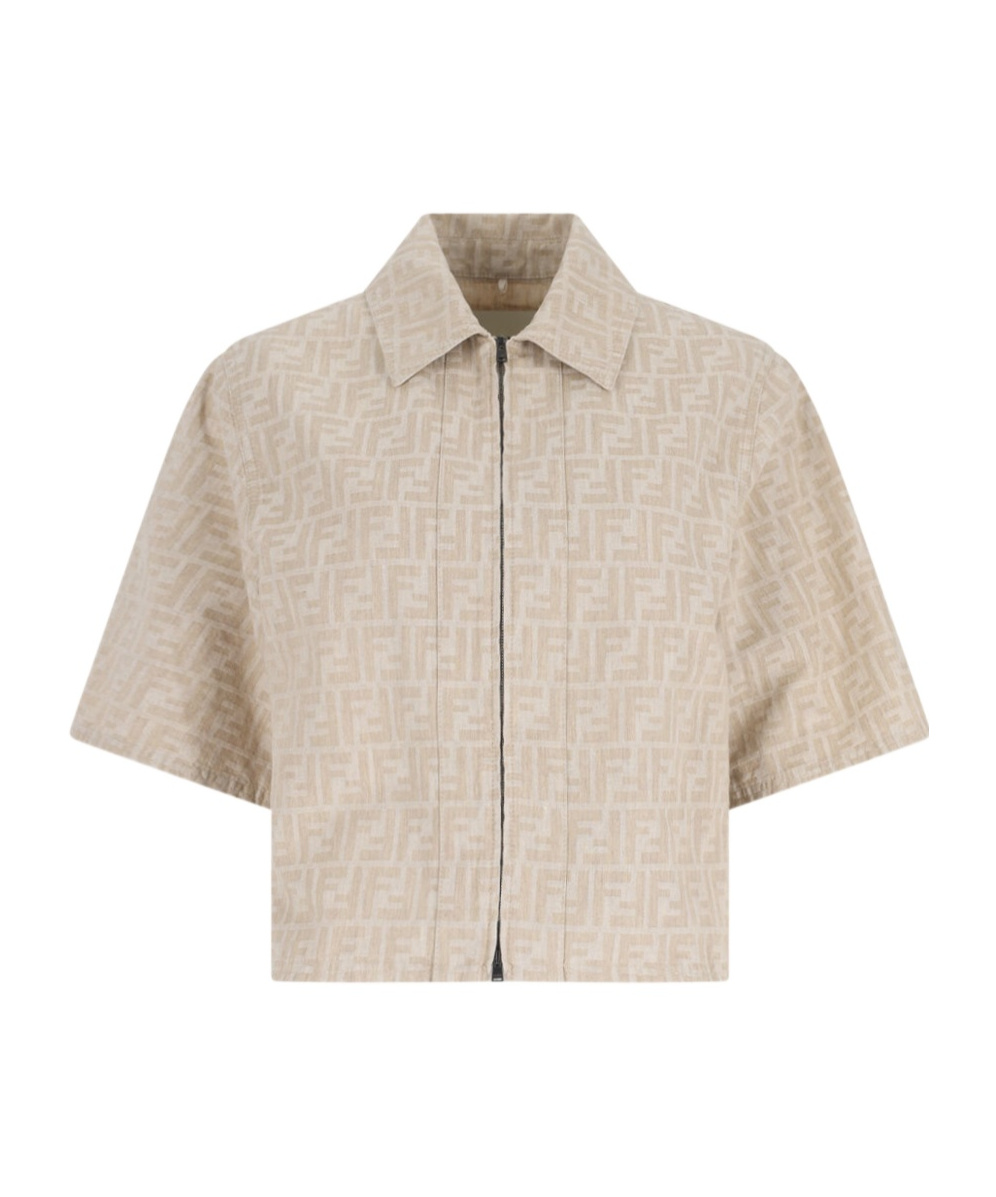 Fendi Chambray Ff Jacket In Neutral