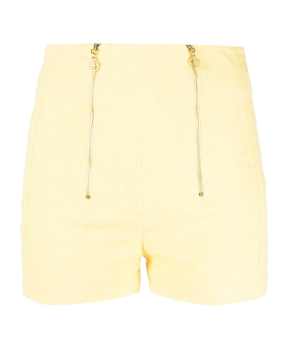 Patou High Waist Tweed Shorts In Yellow