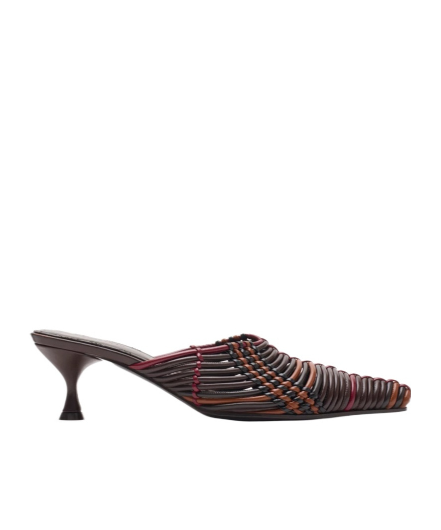 Burberry Check Woven Leather Cameo Mules In Multi