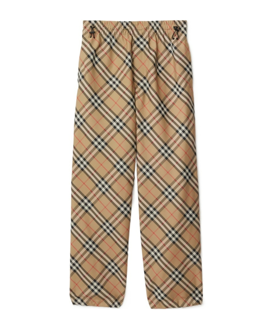 Burberry Checked Straight-leg Trousers In Brown