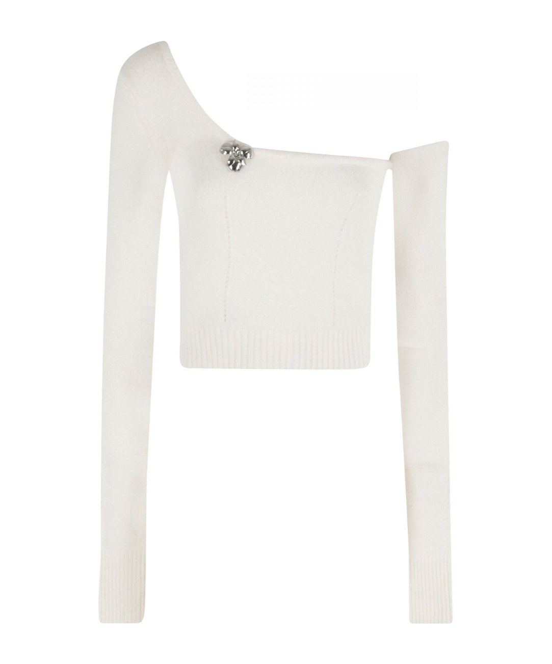 Blumarine One-shoulder Knit Top With Removable Sleeve In White