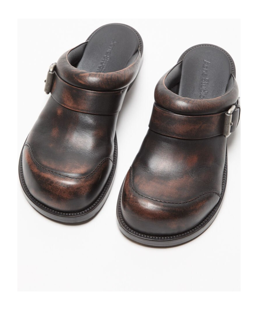 Acne Studios Round Toe Mules In Black