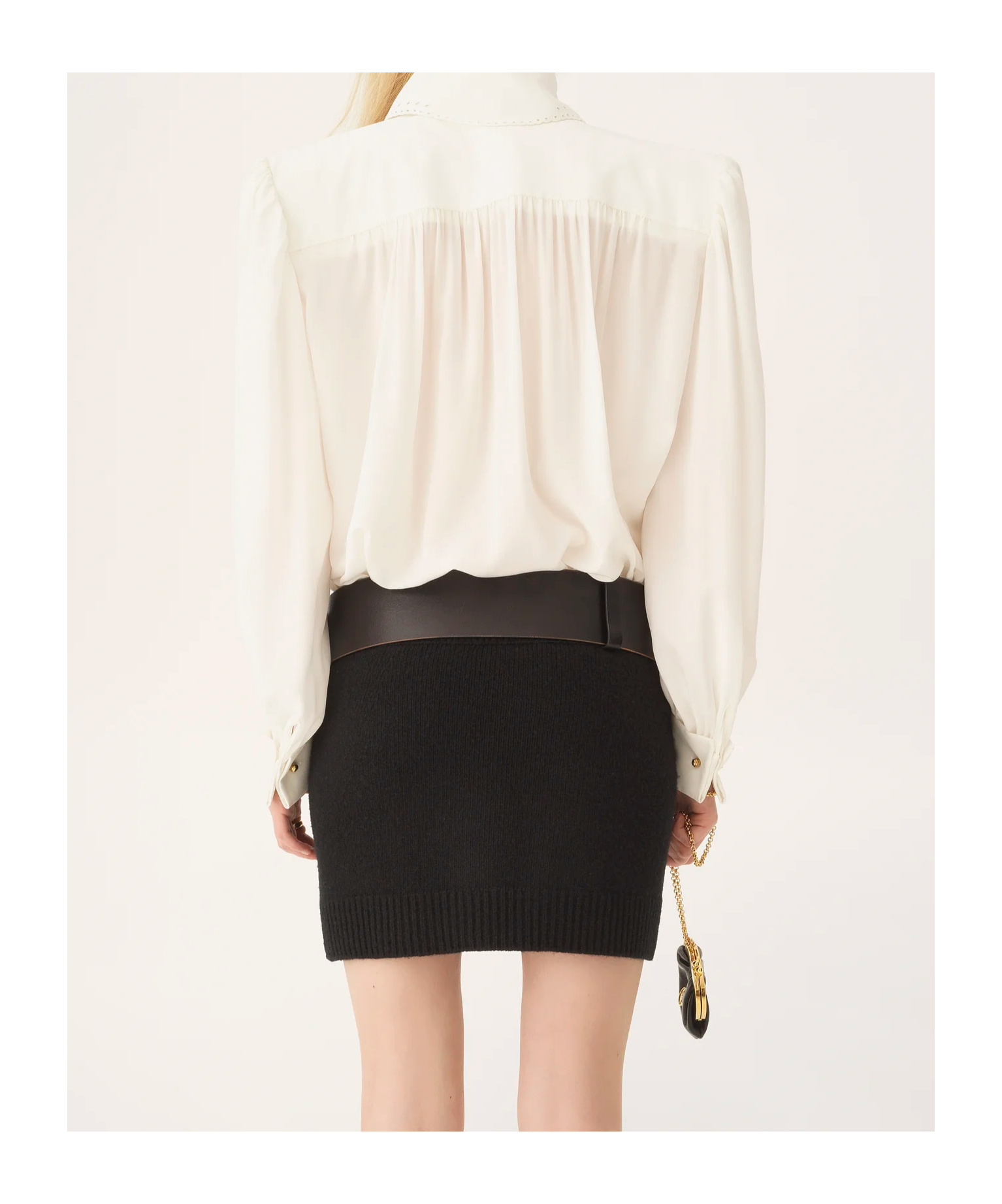 Chloé Pleated Scarf-tie Crepe De Chine Lace Shirt In White