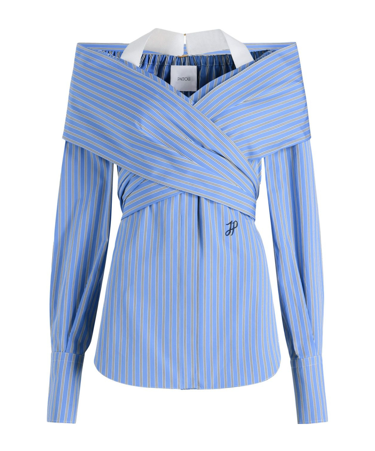 Shop Patou Poplin Wrap Blouse In Blue