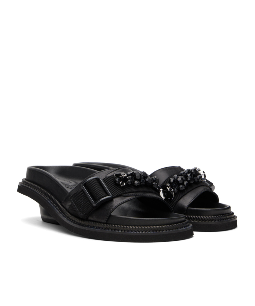 Simone Rocha Open-toe Leather Mules In Black
