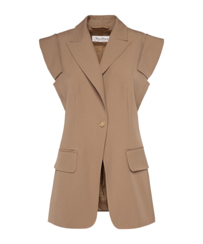 Max Mara Women Sleeveless Gabardine Jacket In Brown