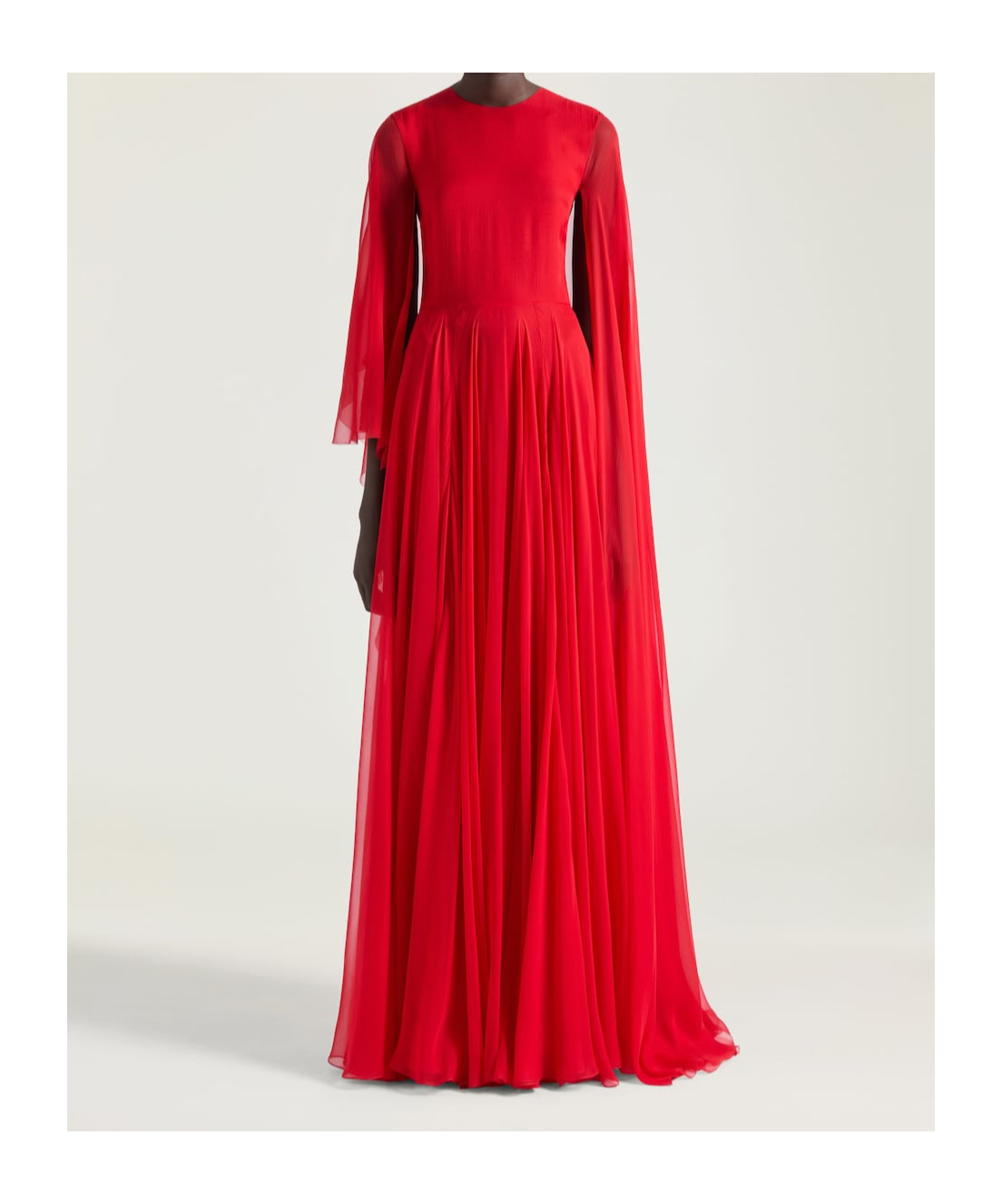 Givenchy Draped Evening Dress In Chiffon With Cape In Red
