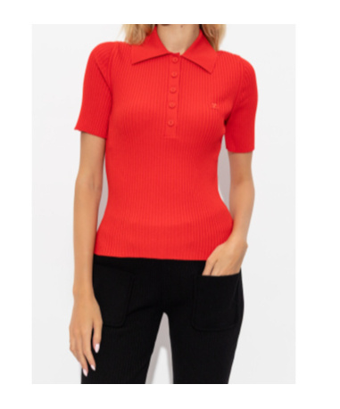 Courrèges Red Viscosa Blend Polo Shirt In Red
