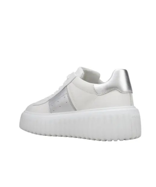Hogan H-stripes Leather Platform Sneakers In White