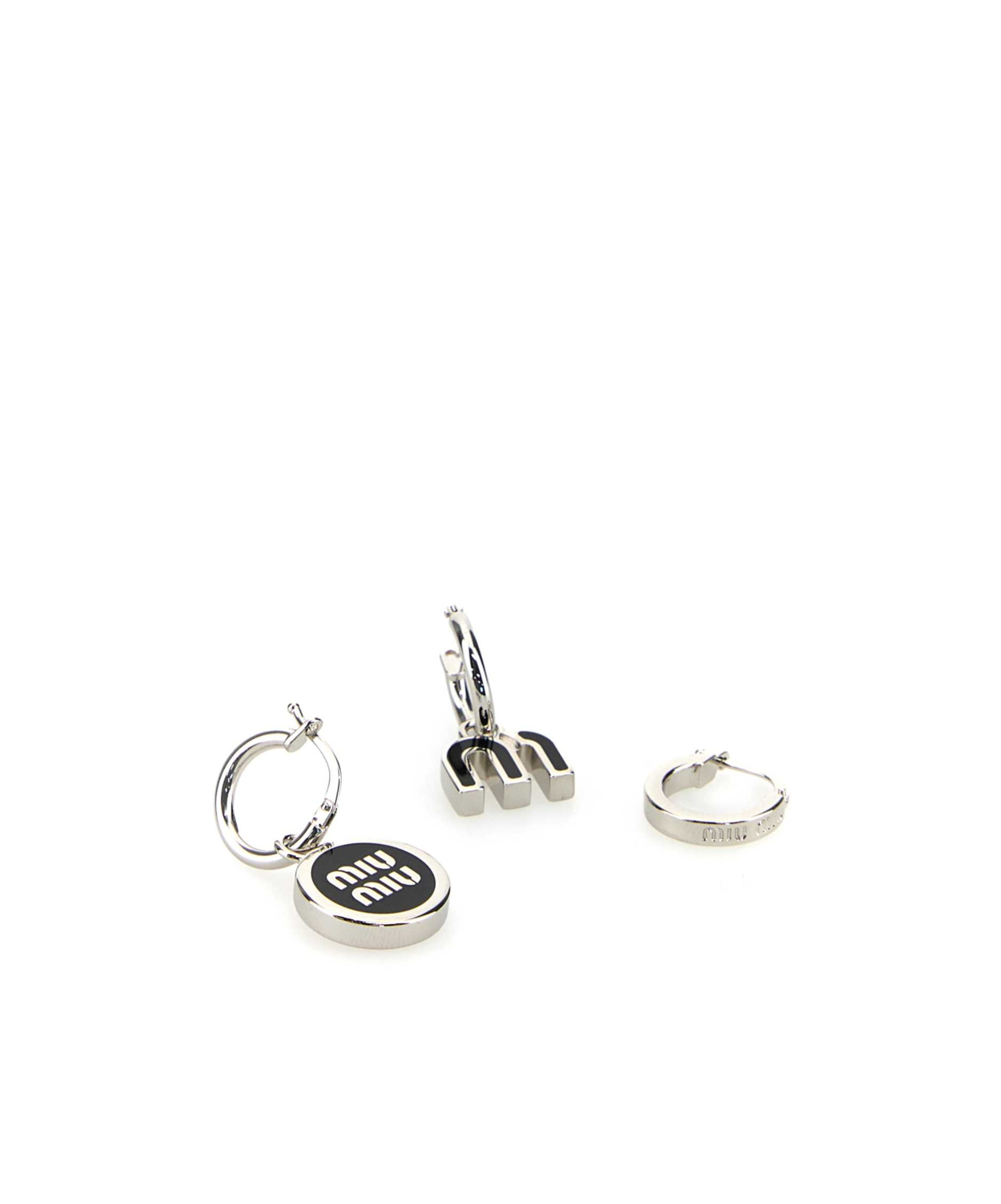 Miu Miu Logo Earrings Three-piece Set In Black
