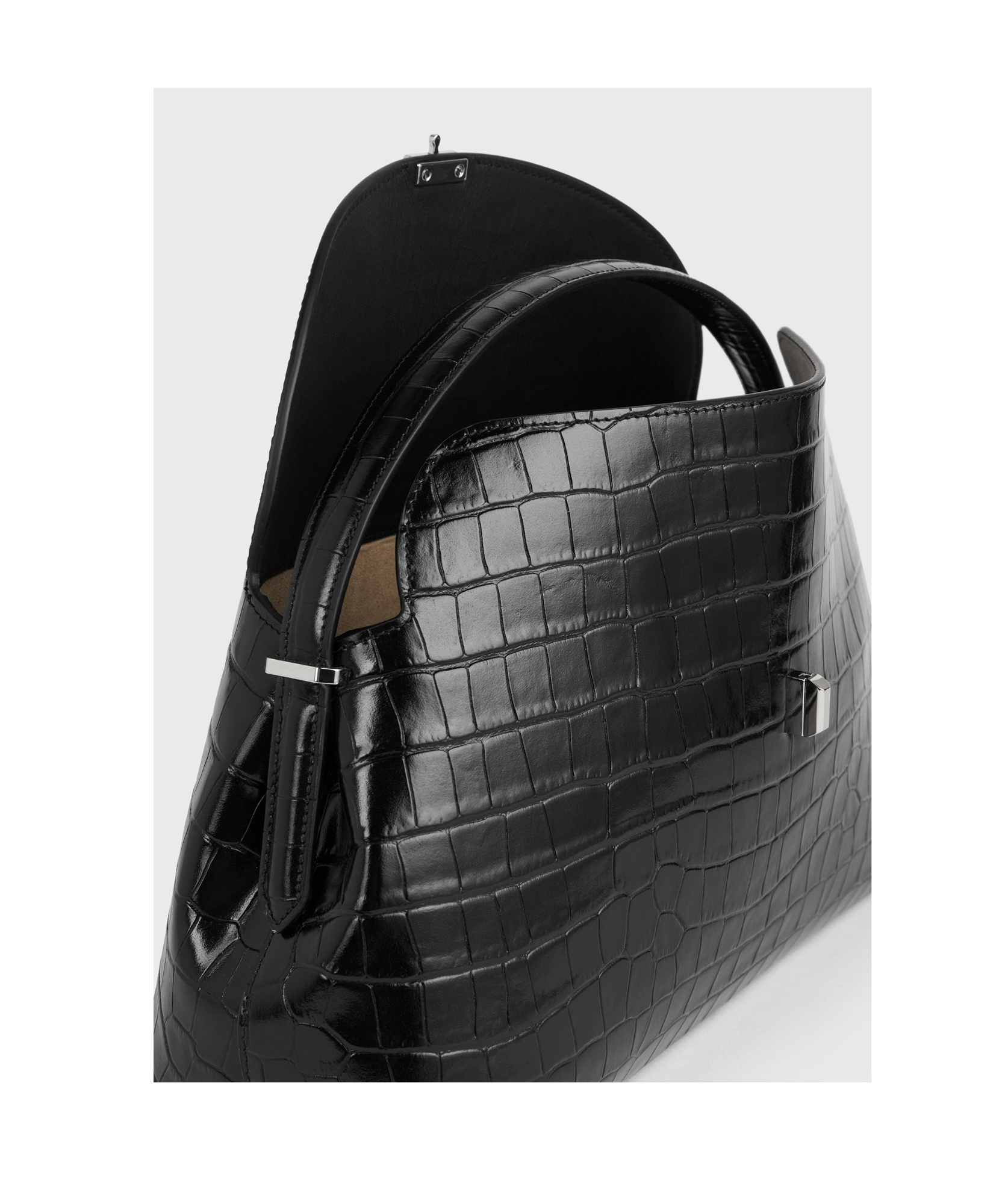 Totême T-lock Leather Tote Bag In Black