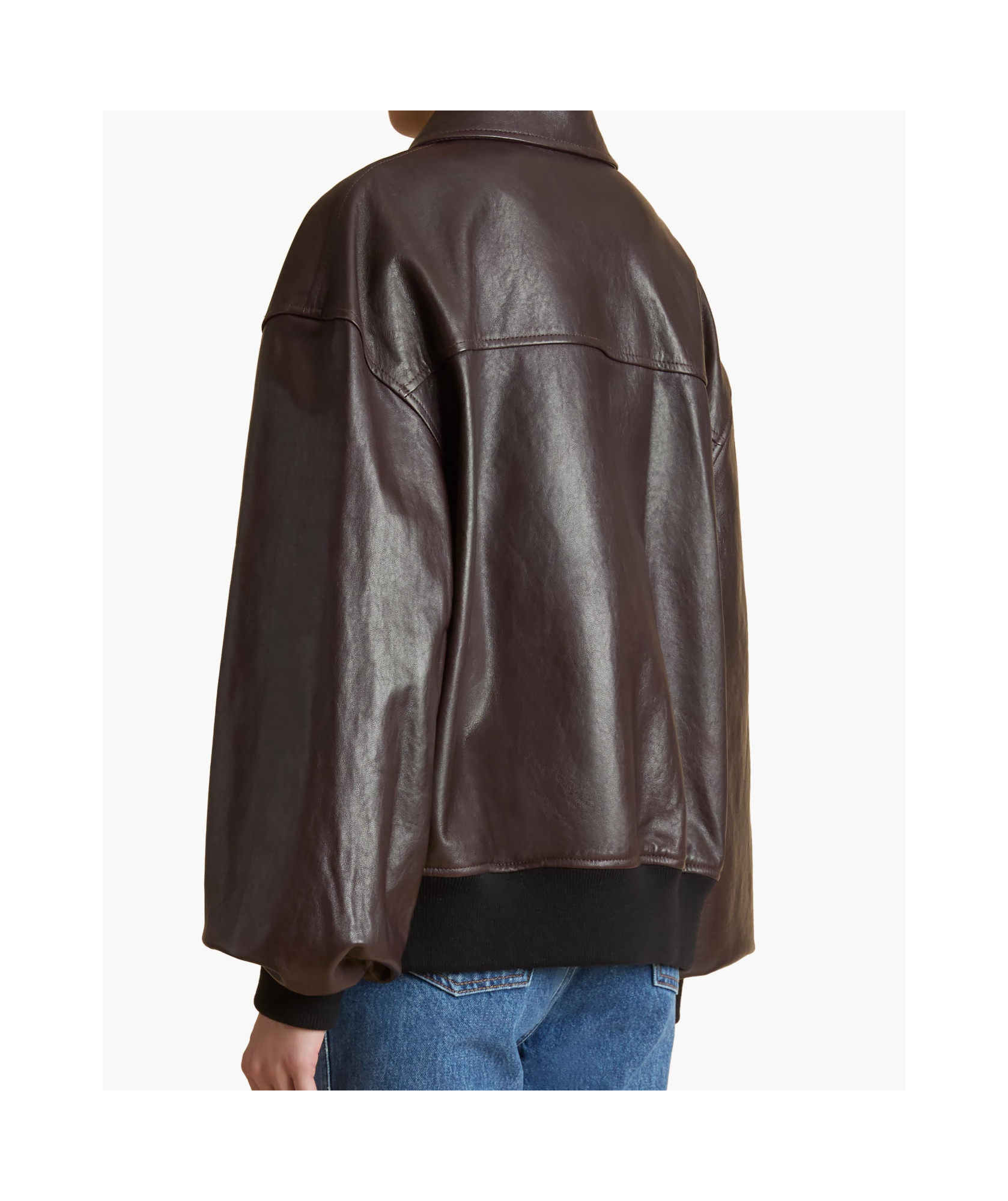 Khaite Shelman Leather Bomber Jacket In Black