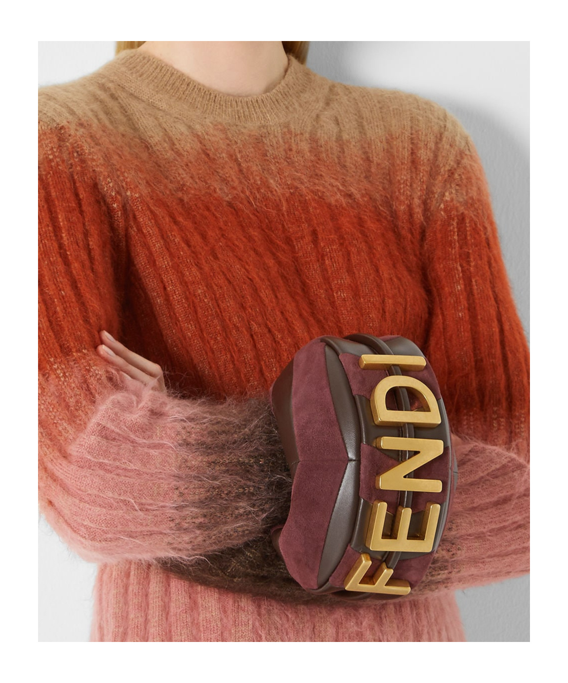 Fendi Mini-bag In Leather And Suede With Two-tone Inlay In Red