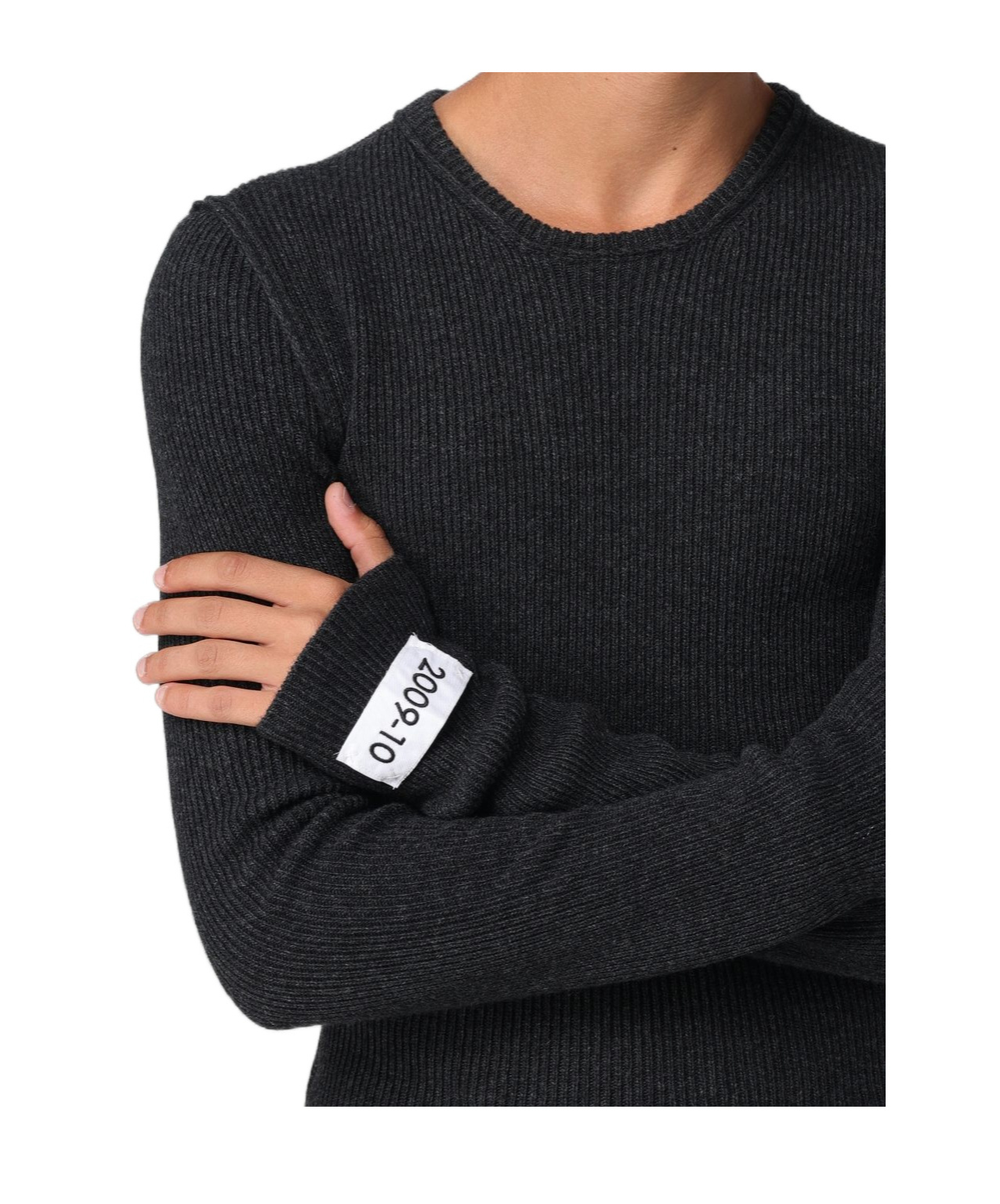 Dolce & Gabbana Crewneck Wool Blend Sweater Patch In Gray