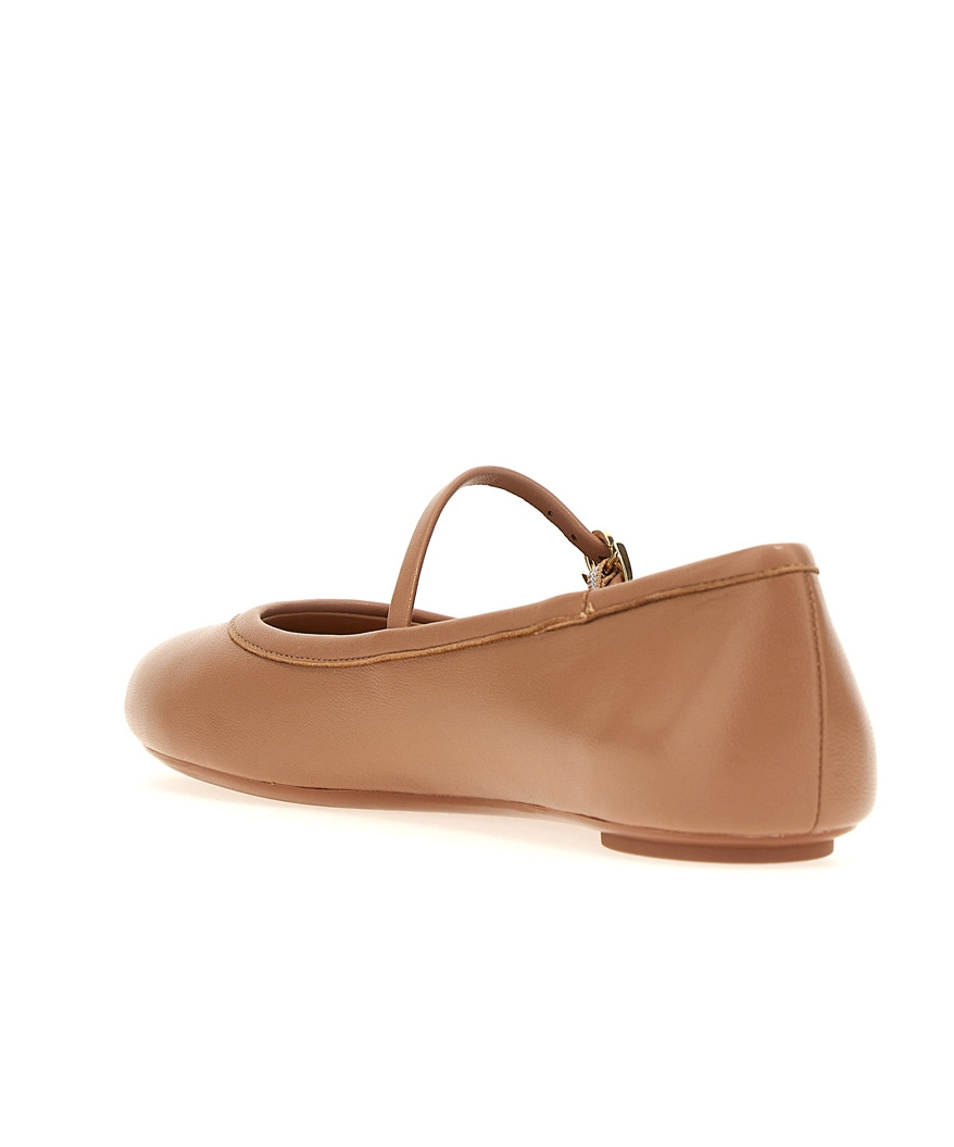 Shop Gianvito Rossi Carla Leather Ballerina Shoes In Brown