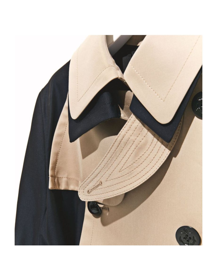 Sacai Two-tone Trench Coat In Multicolor