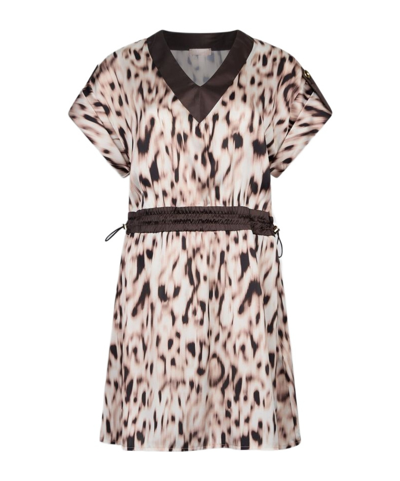 Liu •jo Animal Print V-neck Mini Dress In Animal Print
