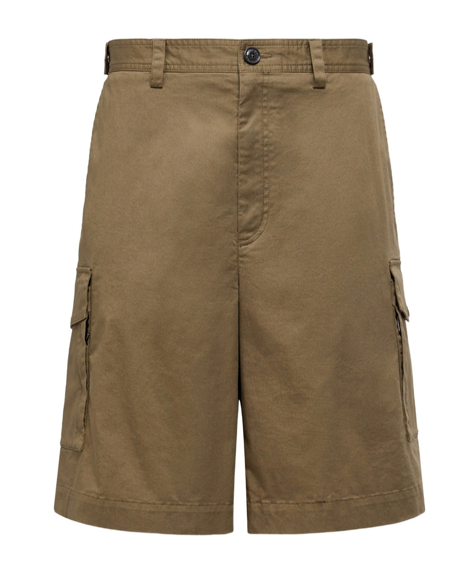Moncler Cappuccino Stretch Cotton Bermuda Shorts In Neutral