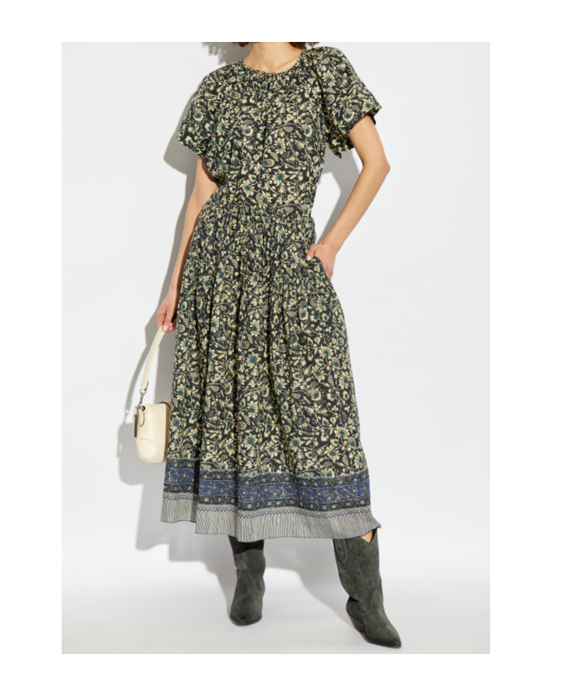 Ulla Johnson Sena Printed Short-sleeve Top In Black