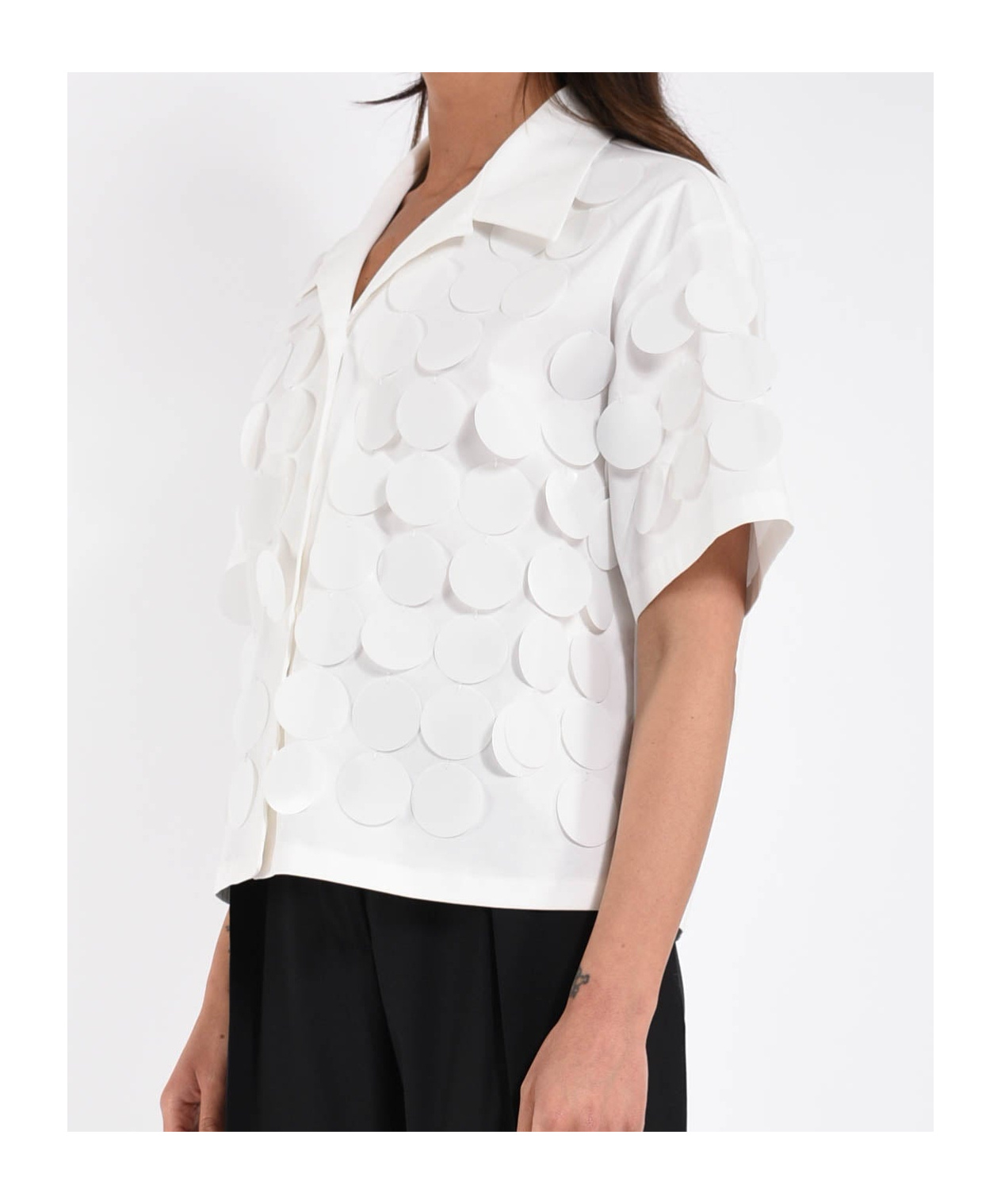 Msgm Paillette-embellished Shirt In White