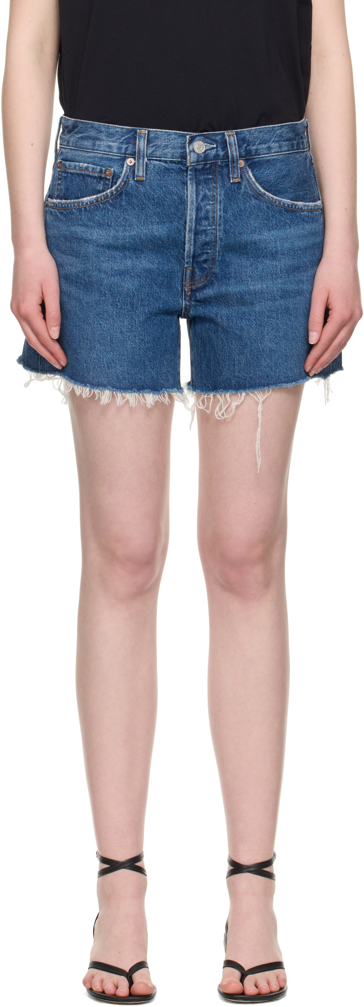 Agolde Denim Shorts With Belt Loops