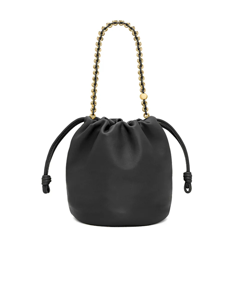Shop Loewe Flamenco Purse Bucket Bag In Mellow Nappa Lambskin In Black