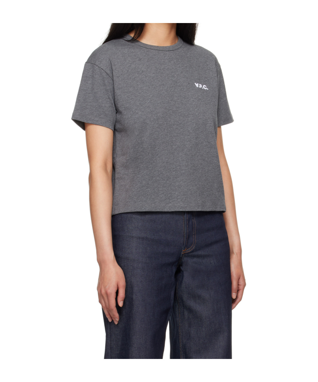 Apc Gray Boxy Petit 'v.p.c.' T-shirt In Gray