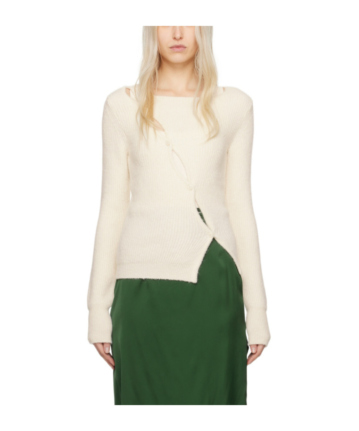 Jacquemus La Maille Pau Long-sleeved Cardigan In White