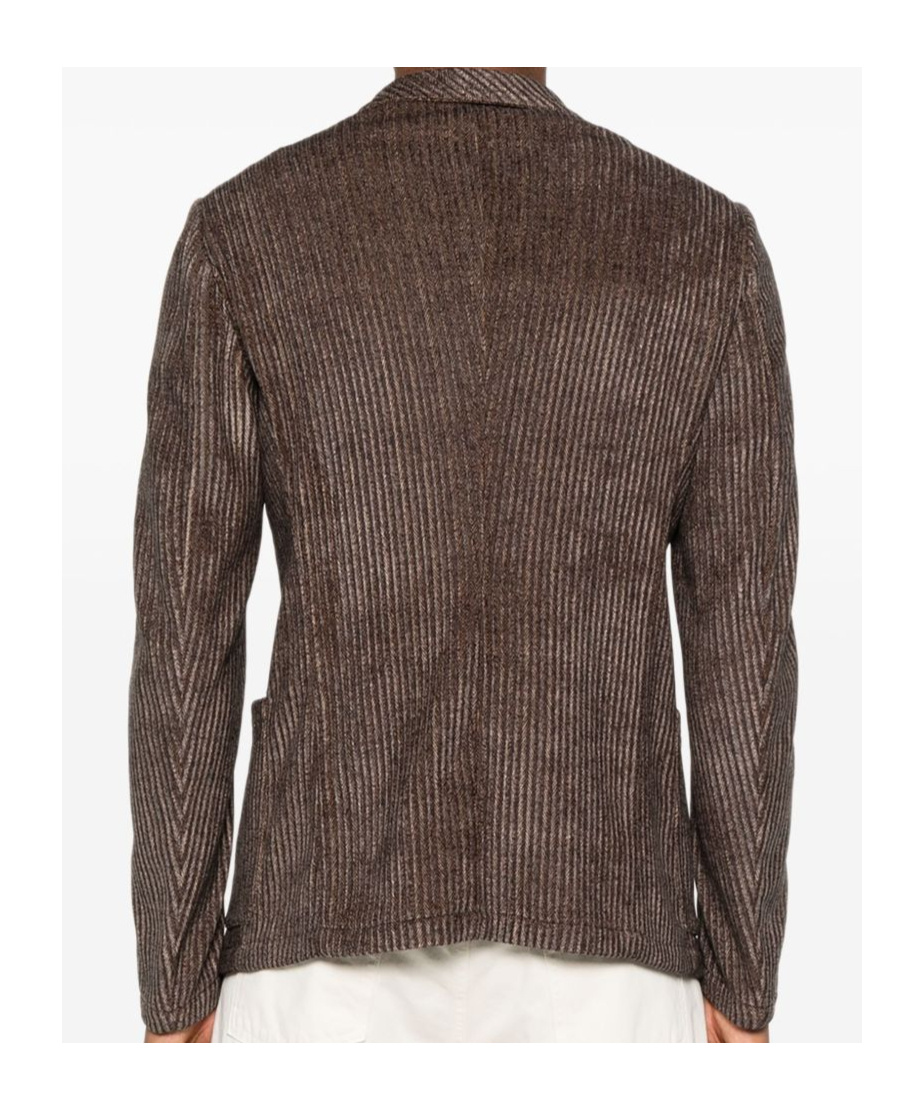 Emporio Armani Single-breasted Blazer Jacket Textured Finish In Brown