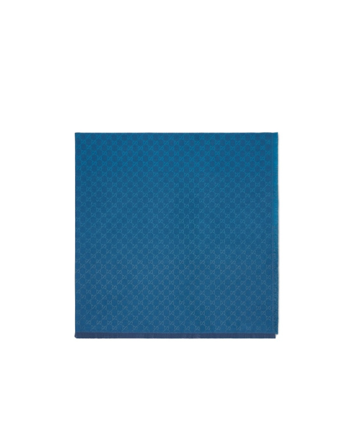 Gucci Women Wool Blend Shawl With Gg Lame Motif In Blue