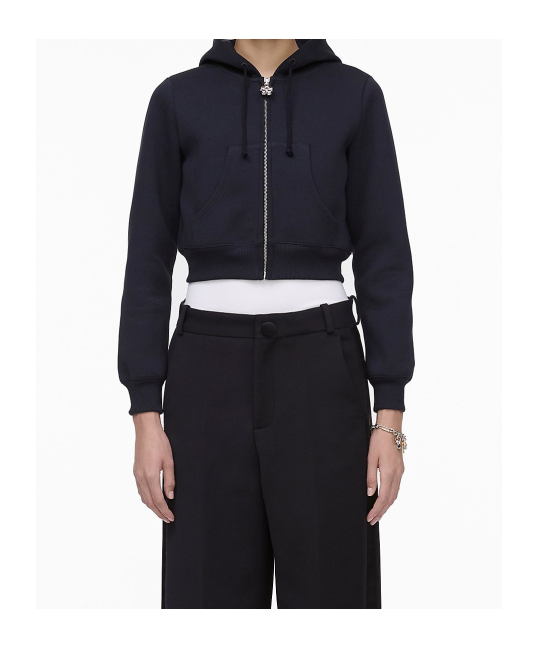 Marc Jacobs Black Charm Cropped Hoodie In Black